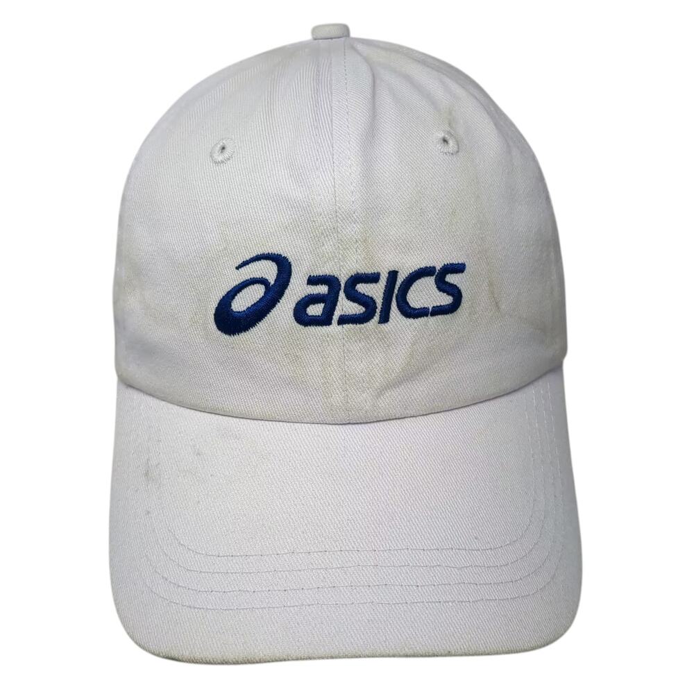 Asics Baseball Cap White Blue OS Slideback Embroidered Logo Adjustable Hat